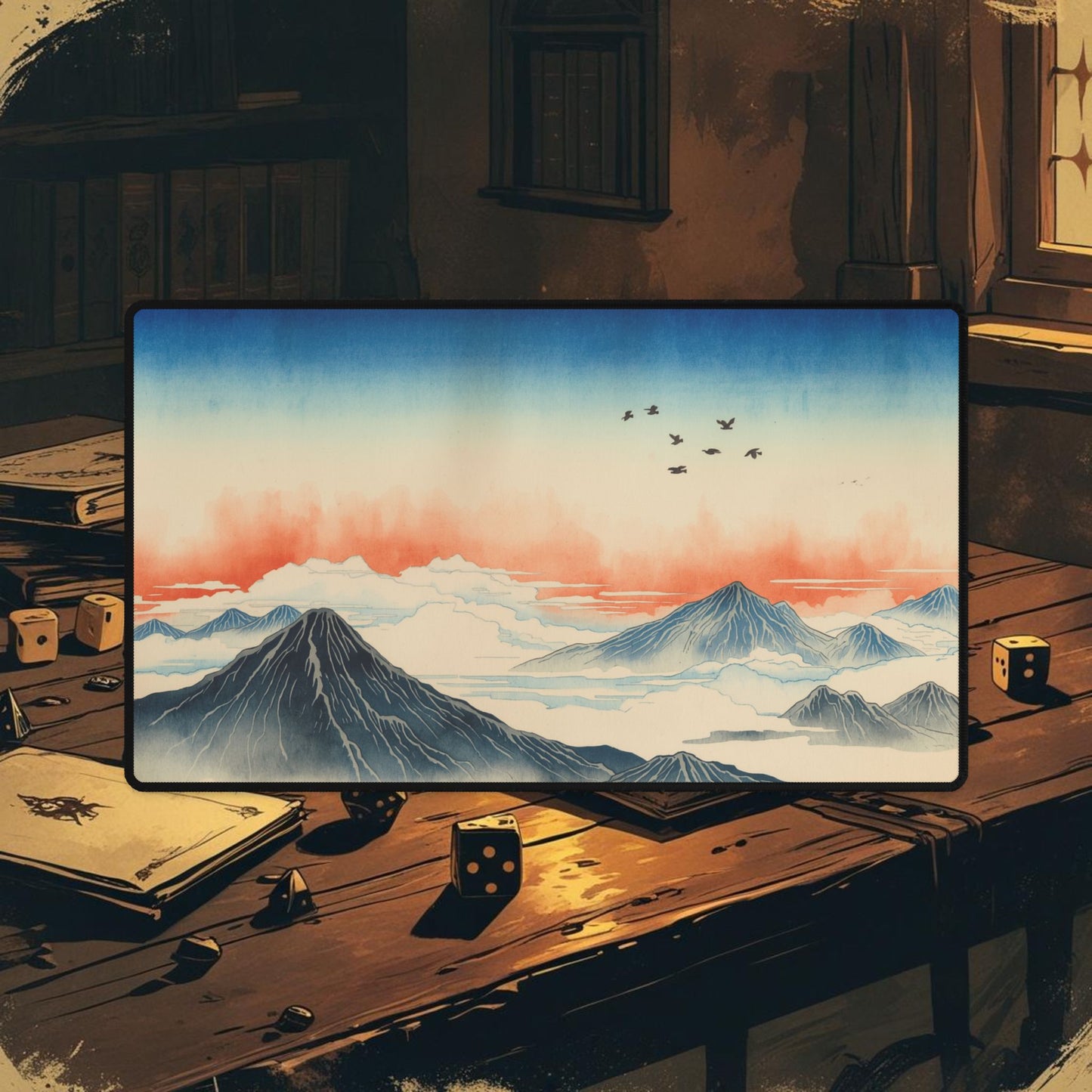 Japan Mountain Sunset Playmat